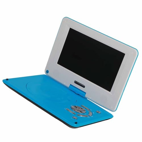 Generic Lettore DVD Portatile con Riproduzione Ad Alta Definizione Lettore DVD per Auto Display Grandangolare per Viaggi All'aperto Batteria Al Litio (BLUE)