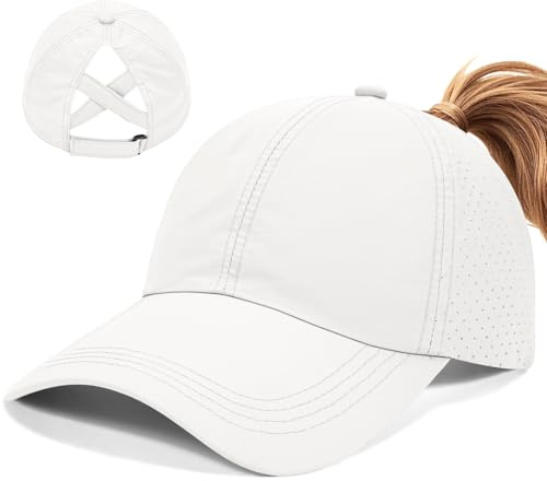 Voqeen Mujer Gorra Verano de Béisbol Gorro Coleta Alta Ajustable Impermeable Sombrero de Sol Transpirable Secado Rápido Gorra Proteccion Solar para Playa