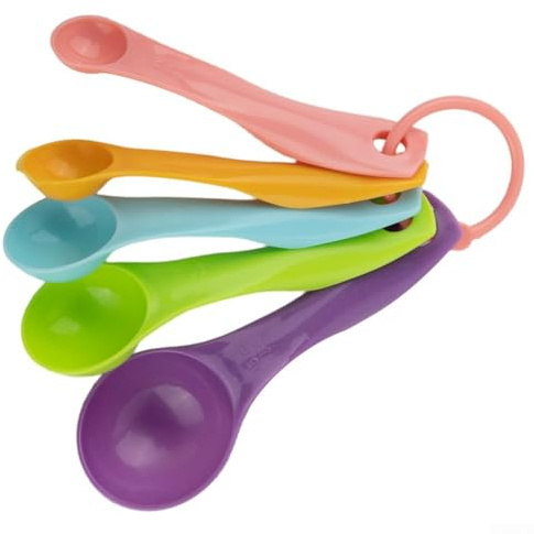 Juego de 5 cucharas medidoras con escala graduada para hornear y cocinar, cucharas medidoras de plástico de 1 ml, 2,5 ml, 5 ml, 7,5 ml, 15 ml, para uso en cocina