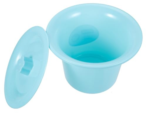 INOOMP Pot D'urinoir Domestique en Plastique Bleu Couvercle Léger pour Personnes Âgées et Handicapées, Pratique et Hygiénique pour Usage Quotidien