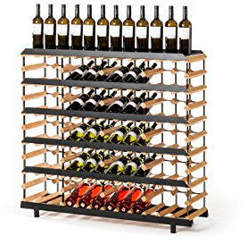 RAXI™ Präsentation Premium Weinregal aus Buchenholz mit luxuriösem Design, ideale zum Präsentieren Ihrer Weinsamlung/Vinothek – 60x Flaschen