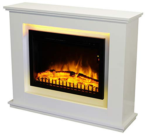 Chemin 'Arte 181 chimenea eléctrica Design de mesa con LEDs, Color blanco, 98 x 28 x 81