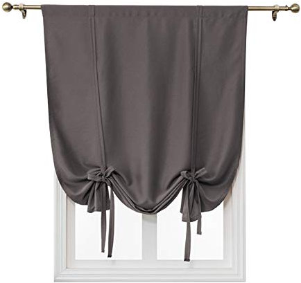 ele ELEOPTION Tie-Up Simple Blackout Curtain, Rod Pocket Thermal Insulated Room Darkening Roman Shade for Bedroom Living Room Kitchen Small Window (Dark Gray, 60x120cm)