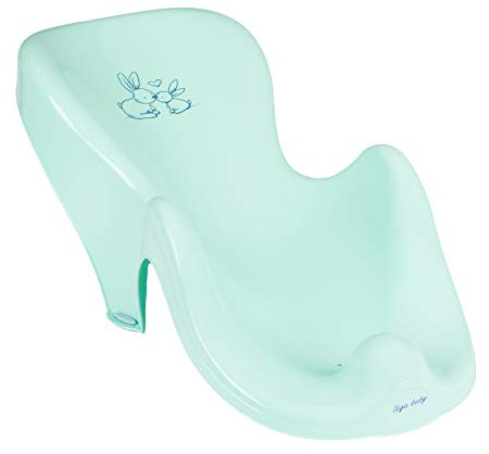 Tega Baby ® Siège de bain anatomique pour bébé avec fonction antidérapante pour baignoire | Chaise de bain ergonomique en plastique de haute qualité | 0-12 mois, Motif:Lapins - vert