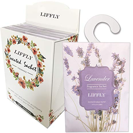 LIFFLY 8 Large Packs Lavender Scented Sachets Bag with Hanger for Drawer and Closet Xmas Gift