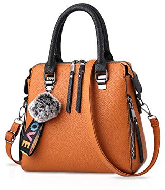 NICOLE & DORIS Mode Handtaschen Damen Taschen Elegant Shopper Tote Leder Schultertasche Frauen Umhängetasche Klassisch Henkeltasche für Büro Täglich Gebrauch Brown