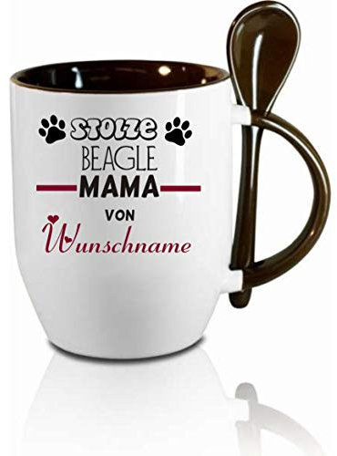 Tasse m. Löffel Stolze BEAGLE MAMA von (Wunschname) Löffeltasse, Kaffeetasse m. Motiv,Bürotasse, bedruckte Tasse mit Sprüchen oder Bildern -