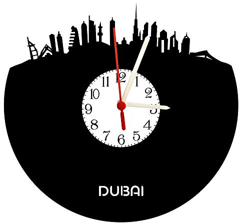 bigcopy e.K. Wanduhr Dubai Skyline mit Ziffernblatt, hochwertige Acrylglas Uhr mit lautlosem Quarzwerk, 3mm Stärke