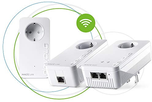 devolo Magic 1 - Kit da gioco WiFi, adattatore Powerline WLAN, fino a 1.200 Mbit/s, rete Wi-Fi, presa Wi-Fi, ideale per cloud gaming, 2 porte LAN, bianco