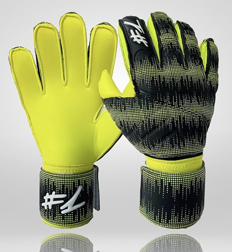 #1 HashtagOne Torwarthandschuhe mit FINGERSAVE - deutsche Markenqualität - Fussball Torwarthandschuhe Erwachsene + Kinder - alle Größen + Farben - Herren Torwarthandschuhe (Gelb-Schwarz, 8)