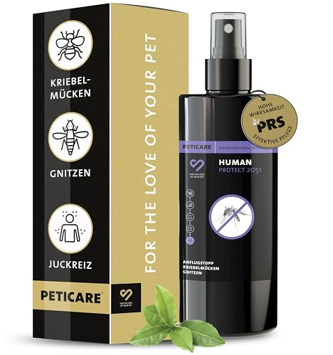 Peticare Spray Anti-Simulies & Culicoïdes | Jusqu’à 8 h de protection | Pour adultes et enfants | Action répulsive spécifique | PRS® Release System pour effet prolongé | Human Protect 2051