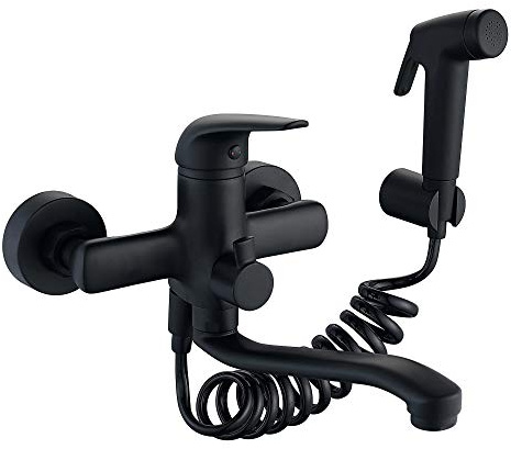 HomeLava 360° drehbar Wand Küchenarmatur mit Spritzpistole Ausladung 275 mm Einhand Spültischarmatur Wandmontage Armatur Messing Wandarmatur Küchenhahn Küchenmischer Spültischarmatur für Küche