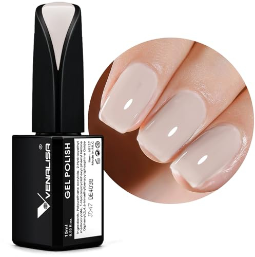 VENALISA UV Negellack Natur milchiges Grau 15ml Gellack Weiß Jelly Gel Transparent nudefarben Nagellack Langlebiges Pastell für DIY Nageldesign