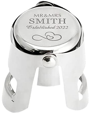Personalised Champagne Bottle Stopper Custom Bottle Stoppers Engraved Prosecco Moscato Spumante Sparkling Gift for Wedding Anniversary Birthday Christmas Valentine Gifts for Her Him (Heart)