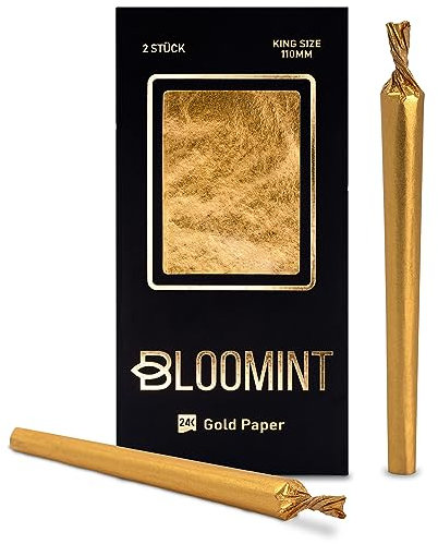 Bloomint Gold Papers 24 Karat - 2x Goldene Blunts - Kingsize Blättchen aus echtem Gold für ein luxuriöses Raucherlebnis 110x44mm Blunt Papes Zubehör