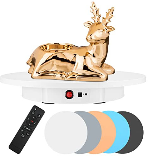 Aomdom Table Tournante Rotative électrique 100 kg 42 cm Plateau Tournante Rotatif à 360 Degrés Automatique Table Tournante Support pour Prendre Photos, Vidéos, avec 5 Fonds en PVC