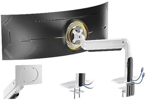 PUTORSEN Monitor Halterung für 17-43 Zoll Flach Curved Bildschirm, Monitor Arm bildschirmhalterung 18kg pro Arm, mit 2 x 3.0 USB Port, Höhenverstellbar Schwenkbar Neigbar, VESA 75x75-200x100-White