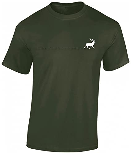 Baddery Jäger T-Shirt Herren - „Walking Deer“ | Jagd Shirt für Männer mit Hirsch-Motiv
