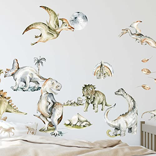 WANDKIND Dinosaurier Wandtattoo Kinderzimmer V376 | handgezeichnet | AUFKLEBER Kindergarten | Babyzimmer Wandsticker Wanddeko Dekoration Dino (120 x 120 cm)