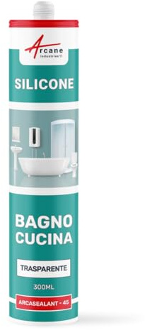 Joint Silicone Salle de Bain, Douche, Baignoire 300 ml x 1 Transparent | Joint Sanitaire Étanche, Anti-Moisissures, pour Douche, Baignoire, Carrelage et Béton Ciré, Int/Ext - Arcane Industries