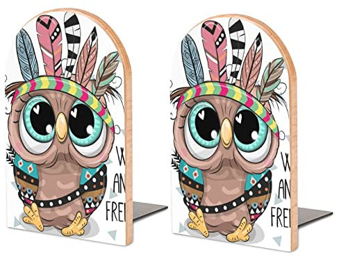 Packung Mit 2 Buchstützen Eule Vogel Rutschfester Bücherständer Aus Holz Bücherregal Bücherhalter Für Home Desk Office Library