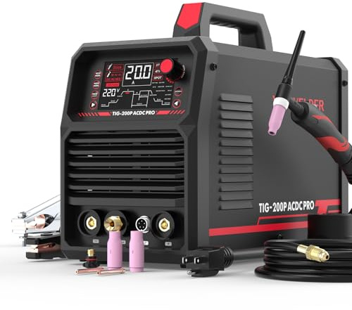 YESWELDER 200A AC/DC Aluminum Tig Welder with Pulse Large LED Display, Digital Inverter STICK/TIG 110/220V Dual Voltage TIG Welding Machine TIG-200P ACDC