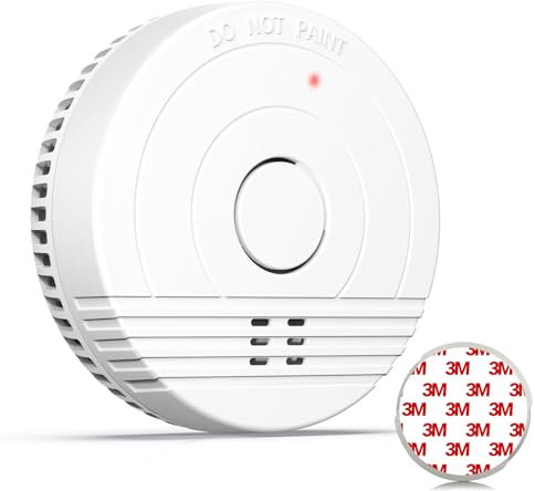 Andyssey Détecteur de Fumée Pile remplaçable, GS536GC Alarme Incendie, Capteur Optique, Conforme à la Norme européenne EN14604, Lot de 1