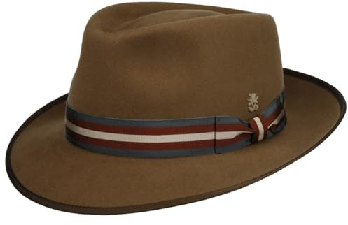 Mayser Marcelo Stripes Wollhut Zechbauer Filzhut Wollfilzhut Herren - Made in The EU mit Futter, Futter Herbst-Winter Winter - 61 cm braun