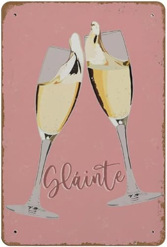 Creative Metal Tin Sign Cheers Prosecco Champagne Metal Tin Sign Poster Wall Farm Yard Club Vintage Bar Wall Decor Tin Sign 8x12 Inches