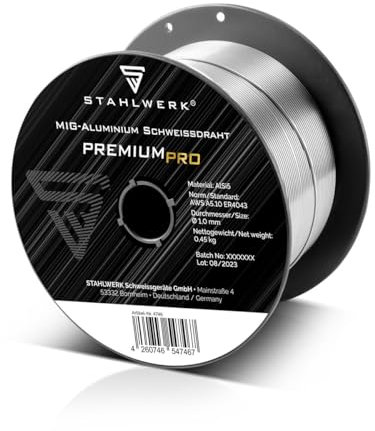 STAHLWERK MIG/MAG Aluminium Schweißdraht Ø 1,0 mm ER4043 (AlSi5) – 0,45 kg D100-Spule, 16 mm Dorn, spritzarm, hochwertige Massivdrahtelektrode zum Schweißen von Aluminium mit Schutzgas