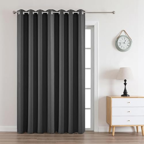 Joydeco Rideau Occultant Gris Foncé à Oeillets sur Mesure 1 Panneau, Rideau Thermique Isolant, 85% Blocage de Lumière, Decoration Chambre Maison Salon Intérieur - Taille Personnalisée