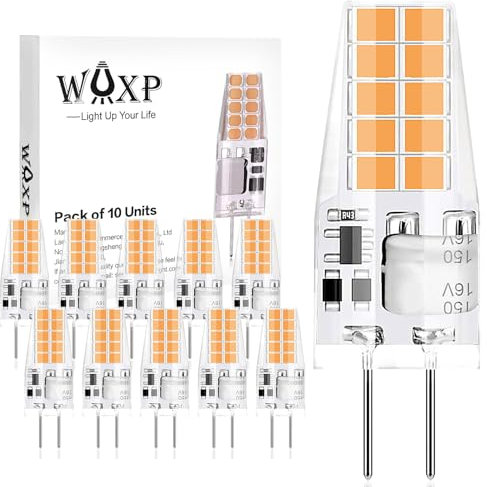 G4 LED Bulbs Warm White 2W, 12V 3000K 2-Pin Capsule Lamp Bulb, Equivalent 20W G4 Halogen Light Bulbs, Non-Dimmable, No Flickering, Pack of 10
