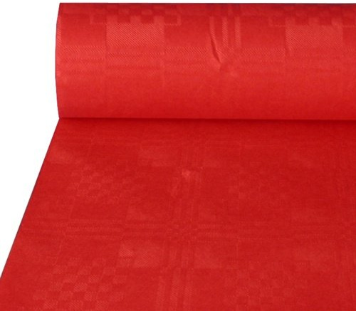 DeinPack 4 x Tischdeckenrolle 1m x 50m rot | Damast Tischtuch Rolle | Einweg Tischdecke 50 Meter lang 1 Meter breit, ideal für Jede Party, Vereinsfeier, Geburtstagsfeier, Bierzelt Garnitur