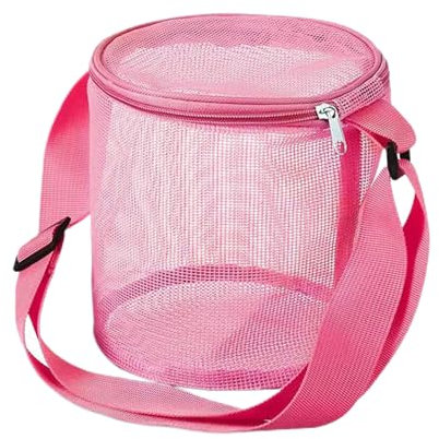 Guangcailun Bolsa de Nailon para Juguetes de Playa, Bolsa de Almacenamiento de Playa con Rejilla, cómoda Bolsa de Playa, Bolsa para Almacenamiento de Juguetes, Tela de Malla de Rejilla, Rosa roja