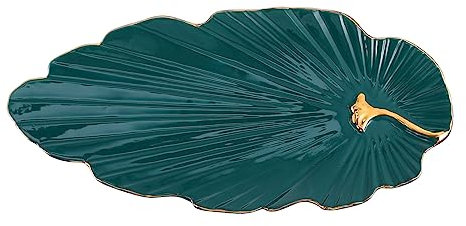 COLLBATH Élégant Plat En Céramique En Forme De Feuille Présentoir Pour Raviolis Plateau De Service En Porcelaine Rangement De Bijoux Table De Chevet Porte-bracelets
