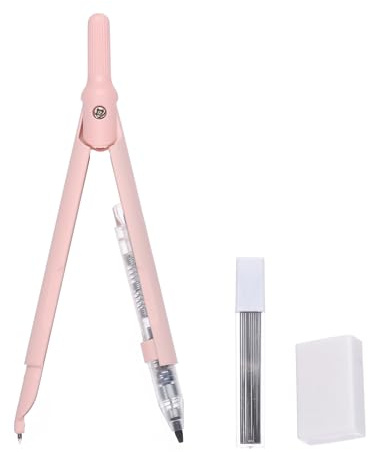 M&G Geometrie-Zirkel, Metall-Zirkel mit zusätzlichen Minen und Radiergummi Geometrie Mathematik Zeichnen Messwerkzeuge für Klassenzimmer Bürobedarf, Pink