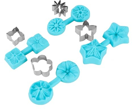 Blumen-Ausstecher, 4 Sets Fondant-Schokoladen-Vorlage, Silikon-Fondant-Ausstechformen, Ausstechformen mit Blumenmustern und Ausstechformen für Hortensien, Kirschen, Gänseblümchen