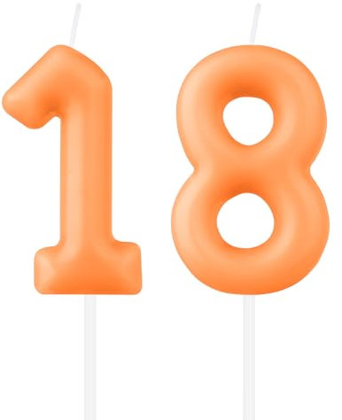 Macaron Number Birthday Candles,Orange 18th Birthday Candles, Macaron Orange Number 18 Candle for Cake, Macaron Cake Candles Cake Toppers for Girls Boys 18th Birthday Decorations Party Supplies