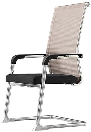 CLLXDZ Besucherstuhl, Ergonomischer konferenzstuhl mit Kufengestell und Netzgewebe, für Zuhause, Konferenzraum, Schlafzimmer, Wartezimmer, Rezeption, Gäste, Studenten, Senioren(Beige)