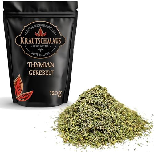 120g Thymian gerebelt von Krautschmaus, Kräuter zum Würzen und Kochen, schonend getrocknet, ohne Zusatzstoffe
