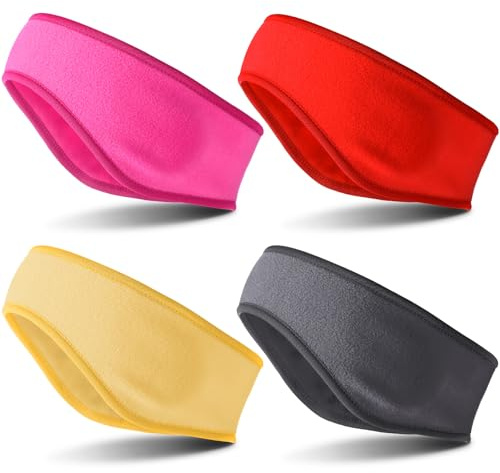 BBTO 4 Pieces Kids Fleece Headband Winter Ear Warmer Ear Muff Headbands for Child Outside Sporting Running (Bright Color)