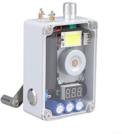 Generatore manuale con funzione di illuminazione perfetto per campeggio e interruzioni (batteria 5V 10W)