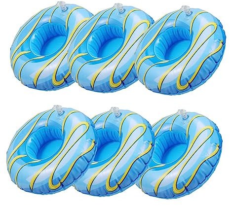 Vaguelly Aufblasbarer PVC Getränkehalter 6 Stück Mit Meereswellenmuster Schwimmend Für Poolpartys Und Strand Wiederverwendbar Und Tragbar