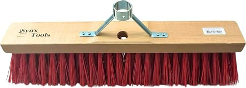 Synx Tools Escoba de Nylon 40cm - con Soporte para Mango sin Mango - Escoba para Exteriores - Escobas - Escoba para Calles - Cerdas de Plástico - Cepillos de Fregar - Artículos de Limpieza - Sin Mango