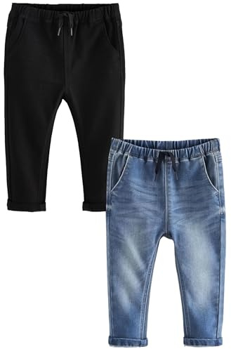 NEXT Jungen 2er-Pack superweiche Schlupfjeans mit Stretch Blau-Schwarz Denim 98-104