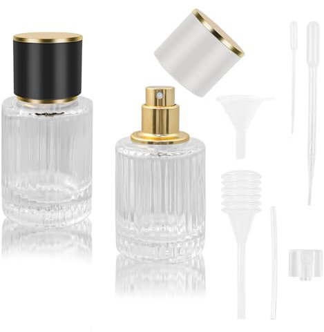 TTQiAnJ 2 Pezzi Vaporizzatore Profumo Vetro 30ml,Bottiglia di Profumo Ricaricabile,Contenitore Profumi Spray Vuoto per Profumi Viaggi Cosmetic