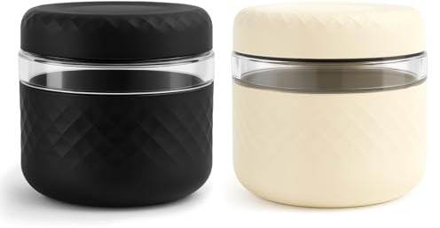 Cafezi 24 oz/3 Cup Glass Lunch Bowl Containers with Lids, 2 Pack, BPA-Free | Leak & Spill Proof, Microwave & Dishwasher Safe, Airtight Meal Prep & Food Storage Jar for Lunch, Soup, Oats, Stew, Yogurt