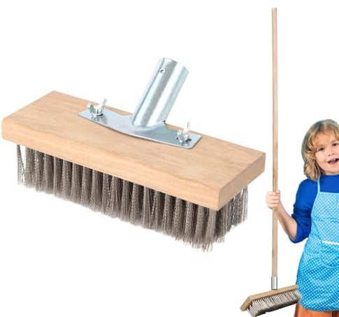 Steel Wire Broom Head, Heavy Duty Wire Broom, Floor Scrubbing Brush, Stiff Bristle Cleaning Brush For Garden Decking Paving Patio Paths Drives