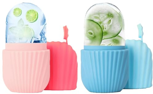 deegbbyi 2 Stück Ice Roller, Silikon Eis Gesichtsroller, Facial Eisroller | Wiederverwendbar Facial Ice Face Roller, Gesichtspflege Werkzeuge, für Pore Verkleinern, Falten Aufhellen, Erhellen Haut