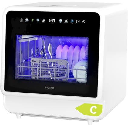 magicplux Lave-vaisselle sans Arrivée d'eau, Lave-vaisselle de Table avec Écran Couleur, 5+3 Programmes, 3 Bras de Pulvérisation, 5 Couverts, Réservoir d'eau de 5 L